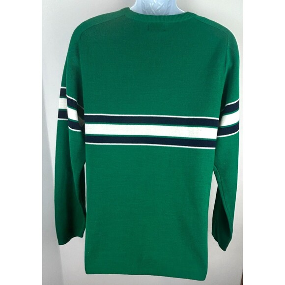 Vintage Christopher Rand Green with White Blue Chest Stripe Pullover Sweater M - Picture 2 of 12